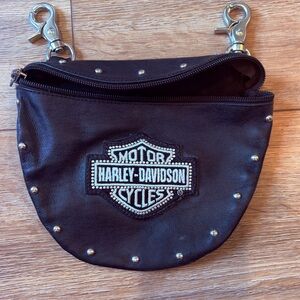 Harley-Davidson Black Leather belt bag with Silver Accents